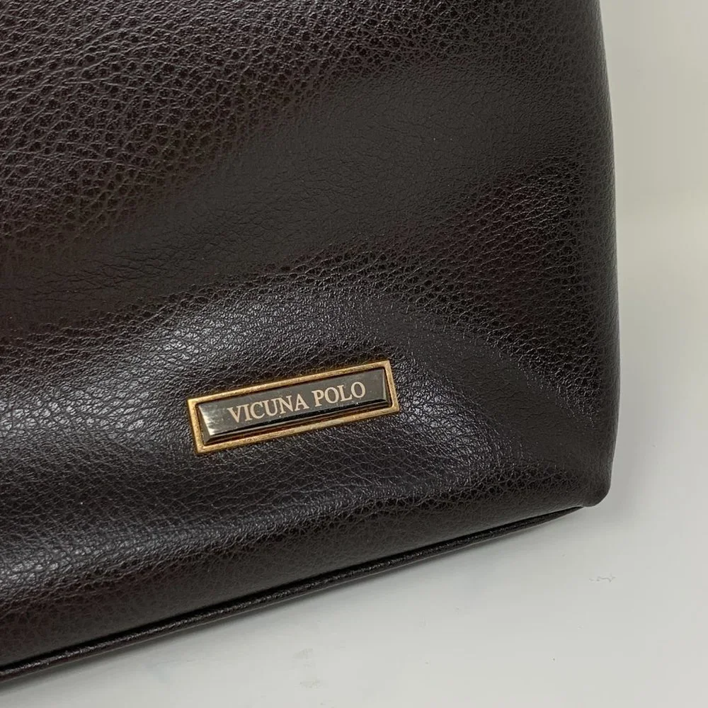 Polo Vicuna Messenger Bag Brown Business Casual Leather Zip Up Laptop Slot 14x10 - Picture 3 of 8